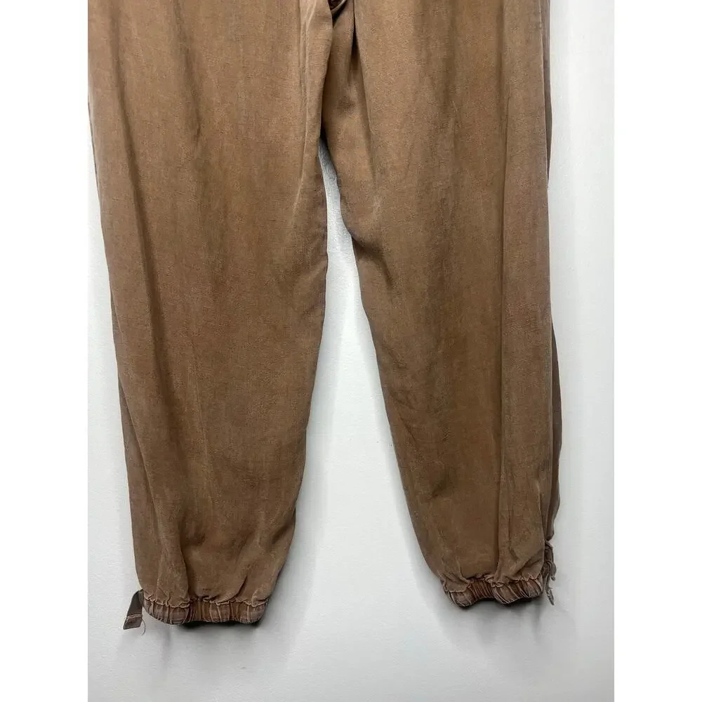 Pilcro Anthropologie Brown Linen‎ Blend Barrel Jogger Pants Brown Utility Boho M
